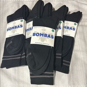 NIP New Bombas Lot of 6 Pair Black Half Calf Gray Crew Socks Size XL